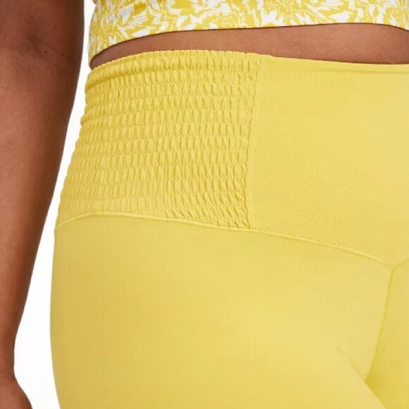 Aerie Offline Real Me 7/8 Leggings Smocked High Rise Yellow Size M NWT - Picture 2 of 9